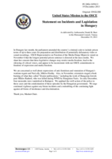 Statement by the Delegation of the United States on the recent developments in Hungary