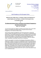 Statement by Mr. Willie O'Dea, T.D., Minster of State at the Department of Justice Equality and Law Reform, on behalf of the European Union