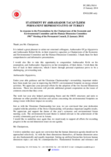 Statement by the Delegation of Turkey in response to the presentation by the Chairpersons of the Economic and Environmental Committee and the Human Dimension Committee