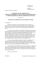 Statement by the Delegation of the Russian Federation in response to the statement by the Delegation of Georgia on the creation of a security zone inside the territory of Georgia in the run-up to the Sochi Winter Olympics