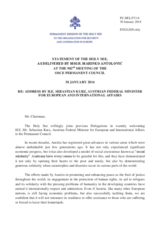 Statement by the Delegation of the Holy See in response to the address by the Federal Minister for European and International Affairs of Austria, H.E. Sebastian Kurz