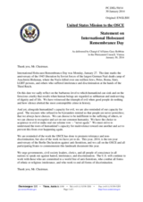 Statement by the Delegation of the United States on the International Day of Commemoration in memory of the victims of the Holocaust, on 27 January 2014