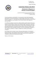 Statement by the Delegation of the United States on the XXII Olympic Winter Games, to be held in Sochi, Russian Federation, from 7 to 23 February 2014