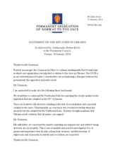 Statement by the Delegation of Norway on the situation in Ukraine in response to the report on the activities of the Chairperson-in-Offic
