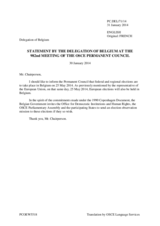 Statement by the Delegation of Belgium on the federal and regional elections in Belgium, to be held on 25 May 2014