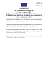 Statement by the Greek Presidency of the Council of the EU in response to the statement by the Delegation of the Russian Federation on the freedom of the media