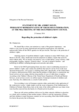 Statement by the Delegation of the Russian Federation on the human rights of children in the OSCE area