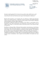 Statement by the Delegation of Romania on the detention of the director of a Latin-script school in the Transdniestrian region of Moldova