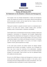 Statement by the Greek Presidency of the Council of the EU on the situation in Bosnia and Herzegovina