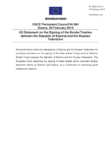 Statement by the Greek Presidency of the Council of the EU on the signing of the State Border Treaty and the Maritime Border Treaty between Estonia and the Russian Federation