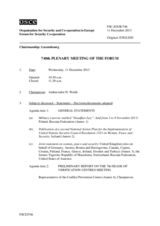 Journal of the 740th Plenary Meeting of the Forum for Security Co-operation