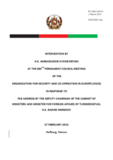 Statement by the Delegation of Afghanistan in response to the address by the Deputy Chairman of the Cabinet of Ministers and Minister for Foreign Affairs of Turkmenistan, H.E. Rashid Meredov
