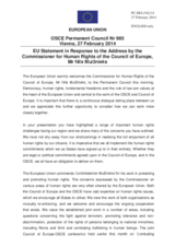 Statement by the Greek Presidency of the Council of the EU in response to the address by the Commissioner for Human Rights of the Council of Europe, H.E. Nils Muižnieks