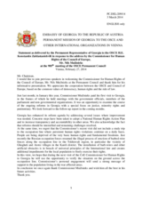 Statement by the Delegation of Georgia in response to the address by the Commissioner for Human Rights of the Council of Europe, H.E. Nils Muižnieks