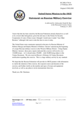 Statement by the Delegation of the United States on the military exercise by the Russian Federation in the Western Military District