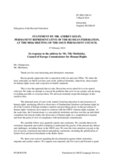Statement by the Delegation of the Russian Federation in response to the address by the Commissioner for Human Rights of the Council of Europe, H.E. Nils Muižnieks