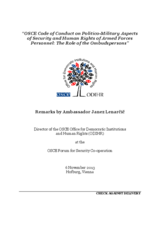 Remarks by Ambassador Janez Lenarčič at the OSCE Forum for Security Co-operation