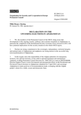 Permanent Council declaration on the upcoming elections in Afghanistan