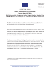 Statement by the Greek Presidency of the Council of the EU in response to the report by the Head of the OSCE Mission to Serbia, Ambassador Peter Burkhard