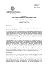 Statement by the Delegation of Moldova on the meeting in the “5+2” negotiation format on the settlement of the Transdniestrian conflict, to be held in Vienna on 10 and 11 April 2014