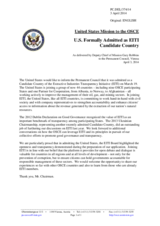 Statement by the Delegation of the United States on the admission of the United States of America to the Extractive Industries Transparency Initiative, as a candidate country.