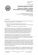 Remarks by the Delegation of the United States on military activities of the Russian Federation on the border with Ukraine