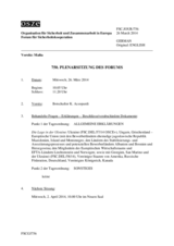 Journal der 750. Plenarsitzung des Forums