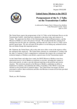 Statement by the Delegation of the United States on postponement of the meeting in the “5+2” negotiation format on the settlement of the Transdniestrian conflict to have been held in Vienna on 10 and 11 April 2014