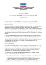 Recommendations by OSCE Representative on Freedom of the Media on Open Journalism