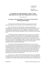 Statement by the Greek Presidency of the Council of the EU in response to the presentation of the 2015 Programme Outline by the Secretary General