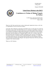Statement by the Delegation of the United States in connection with the coal-mine disaster on 13 May 2014 in Soma, Turkey