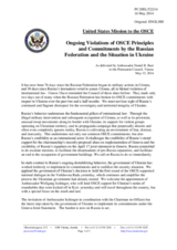 Statement by the Delegation of the United States on the ongoing violations of OSCE principles and commitments by the Russian Federation and the situation in Ukraine