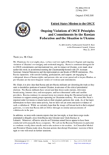 Statement by the Delegation of the United States on the ongoing violations of OSCE principles and commitments by the Russian Federation and the situation in Ukraine