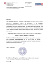 Response by the Delegation of Switzerland to the Questionnaire on the Code of Conduct on Politico-Military Aspects of Security
