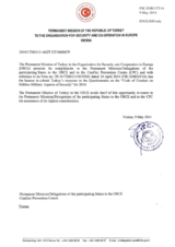 Response by the Delegation of Turkey to the Questionnaire on the Code of Conduct on Politico-Military Aspects of Security