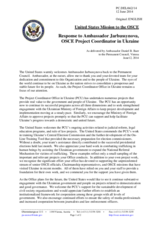 Statement by the Delegation of the United States in response to the report by the OSCE Project Co-ordinator in Ukraine, Ambassador Madina Jarbussynova