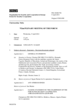 Journal of the 752nd Plenary Meeting of the Forum for Security Co-operation