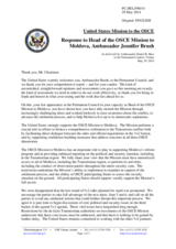 Statement by the Delegation of the United States in response to the report by the Head of the OSCE Mission to Moldova, Ambassador Jennifer Brush