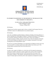 Statement by the Delegation of Norway in response to the report by the Head of the OSCE Mission to Moldova, Ambassador Jennifer Brush