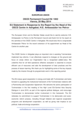 Statement by the Greek Presidency of the Council of the EU in response to the report by the Head of the OSCE Centre in Ashgabat, Ambassador Ivo Petrov