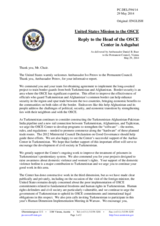 Statement by the Delegation of the United States in response to the report by the Head of the OSCE Centre in Ashgabat, Ambassador Ivo Petrov