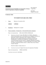 Diario de la 752ª Sesión plenaria del Foro de Cooperación en materia de Seguridad  