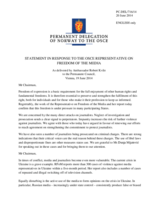 Statement by the Delegation of Norway in response to the report by the OSCE Representative on Freedom of the Media, Ms Dunja Mijatović