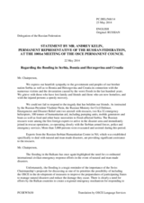 Statement by the Delegation of the Russian Federation in connection with the recent flooding in Bosnia and Herzegovina, Croatia and Serbia