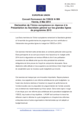 Déclaration de l’Union européenne en réponse à la Présentation du Secrétaire général sur les grandes lignes de programme 2015