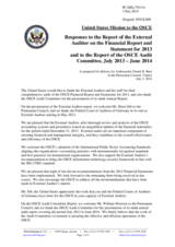 Statement by the Delegation of the United States of America in response to the Financial Report and Financial Statements for the Year Ended 31 December 2013 and the Report of the External Auditor and to the Annual Report of the Audit Committee