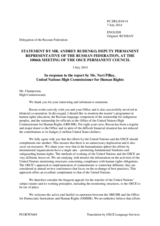 Statement by the Delegation of the Russian Federation in response to the address by the United Nations High Commissioner for Human Rights, Ms. Navi Pillay