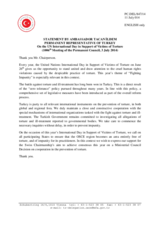  Statement by the Delegation of Turkey on the United Nations International Day in Support of Victims of Torture, observed on 26 June 2014