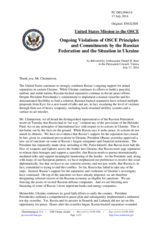 Statement by the Delegation of the United States of America on the ongoing violations of OSCE principles and commitments by the Russian Federation and the situation in Ukraine