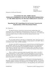 Statement by the Delegation of the Russian Federation in response to the 2013 Annual Report by the Secretary General on the implementation of OSCE recruitment policies